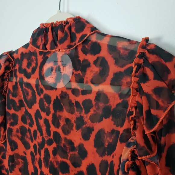StyleKeepers Leopard-Print Ruffle Top- Red - Picture 4 of 8